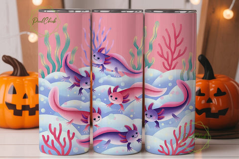 Cute Axolotl 20oz Tumbler Wrap Sublimation PixelChick 