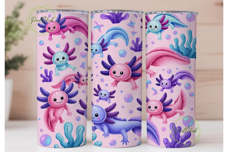 Cute Axolotl 20oz Tumbler Wrap Sublimation PixelChick 