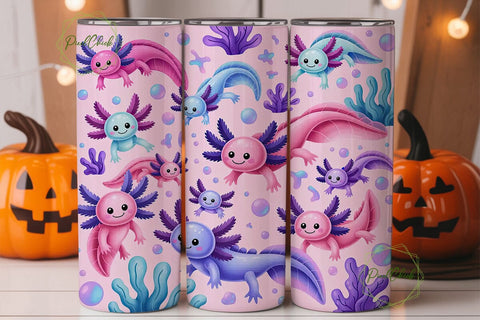 Cute Axolotl 20oz Tumbler Wrap Sublimation PixelChick 