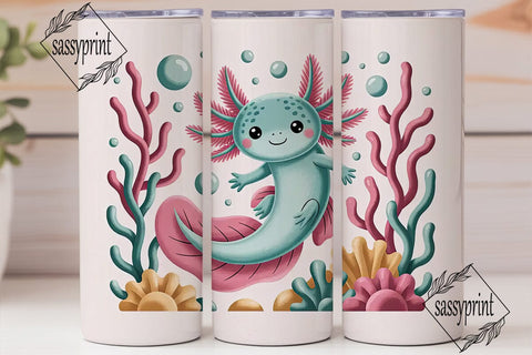 Cute Axolotl 20oz Tumbler Wrap Sublimation sassyprint 