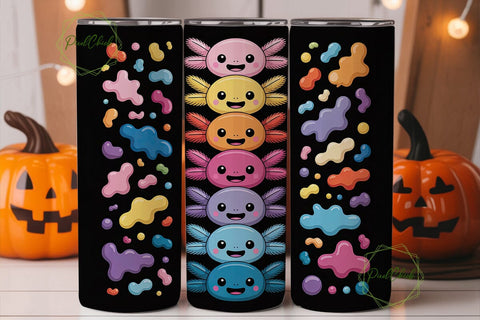 Cute Axolotl Stack 20oz Tumbler Wrap Sublimation PixelChick 