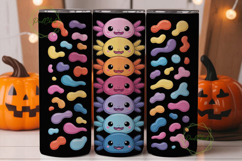 Cute Axolotl Stack 20oz Tumbler Wrap Sublimation PixelChick 