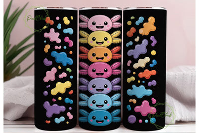 Cute Axolotl Stack 20oz Tumbler Wrap Sublimation PixelChick 