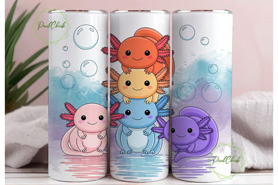 Cute Axolotl Stack 20oz Tumbler Wrap Sublimation PixelChick 