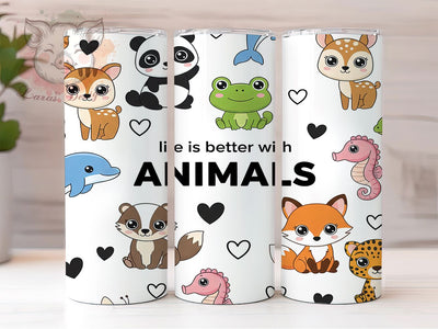 Cute Baby Animal Tumbler, Animal Lovers, Cute Wrap, Sublimation Art, 20oz Tumbler, Nature Theme, Stylish Pattern Sublimation Lara' s Designs 