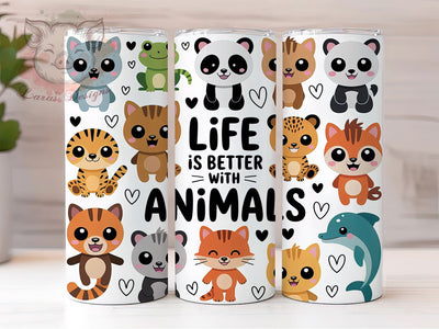 Cute Baby Animal Tumbler, Animal Lovers, Cute Wrap, Sublimation Art, 20oz Tumbler, Nature Theme, Stylish Pattern Sublimation Lara' s Designs 