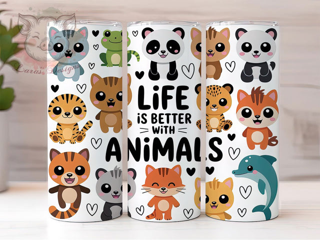 Cute Baby Animal Tumbler, Animal Lovers, Cute Wrap, Sublimation Art, 20oz Tumbler, Nature Theme, Stylish Pattern Sublimation Lara' s Designs 