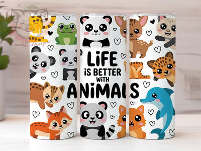 Cute Baby Animal Tumbler, Animal Lovers, Cute Wrap, Sublimation Art, 20oz Tumbler, Nature Theme, Stylish Pattern Sublimation Lara' s Designs 