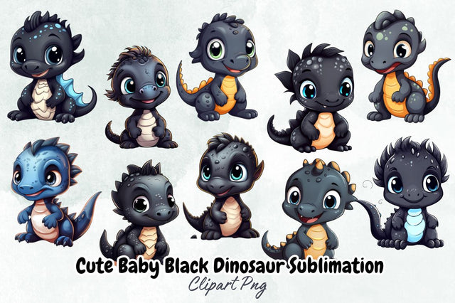 Cute Baby Black Dinosaur Sublimation Bundle Sublimation Designangry 