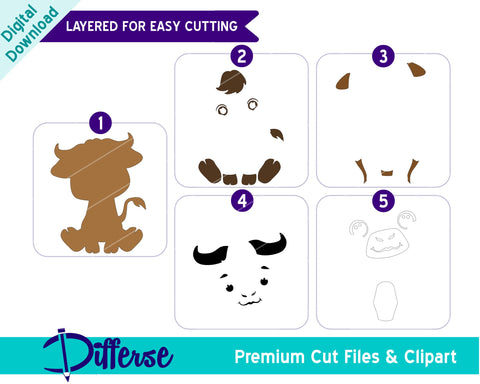 Cute Baby Buffalo SVG | Baby Animal SVG Differse 