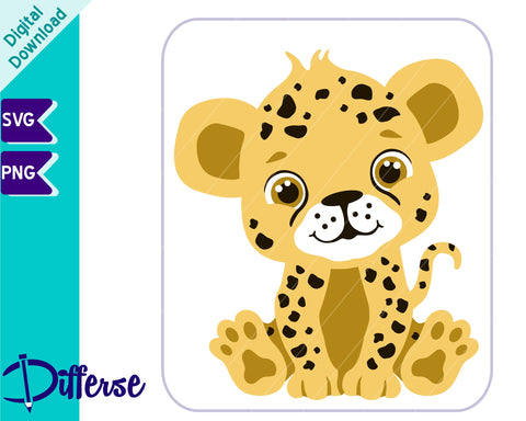 Cute Baby Cheetah SVG | Baby Animal SVG Differse 