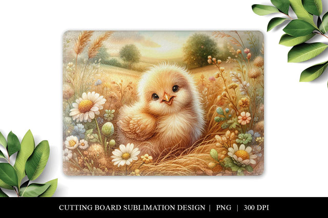 Cute Baby Chicken Cutting Board Sublimation Design Sublimation BijouBay 