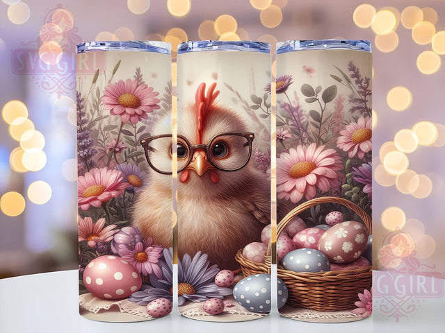 Cute Baby Chicken Spring 20oz Tumbler, Cute Chicken Tumbler, Spring Floral Design, 20oz Sublimation Wrap, Chick Decor, Custom Spring Drinkware, Adorable Chicken Art, Farm Animal Tumbler Sublimation SvggirlplusArt 