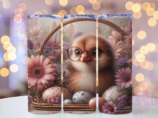 Cute Baby Chicken Spring 20oz Tumbler, Cute Chicken Tumbler, Spring Floral Design, 20oz Sublimation Wrap, Chick Decor, Custom Spring Drinkware, Adorable Chicken Art, Farm Animal Tumbler Sublimation SvggirlplusArt 
