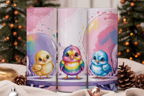 Cute Baby Chicks 20oz Tumbler Wrap Sublimation DesignSVG 