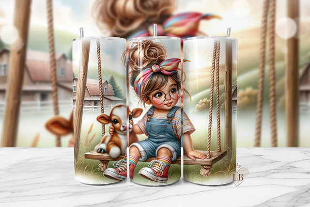 Cute Baby Cow Farm Tumbler Wrap PNG Sublimation BijouBay 