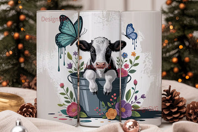 Cute Baby Cow Floral 20oz Tumbler Wrap Sublimation DesignSVG 