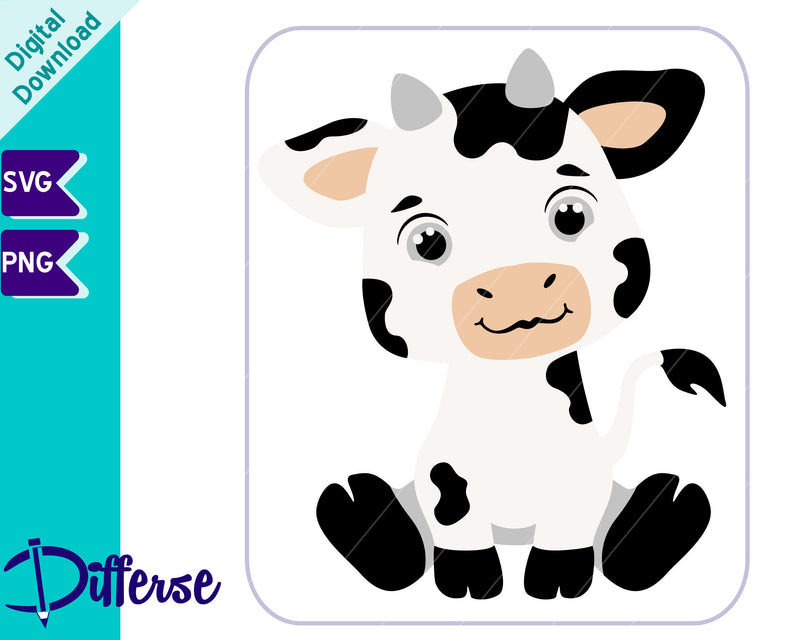 Cute Baby Cow SVG | Baby Farm Animal SVG SVG Differse 