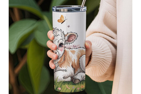 Cute Baby Cow Tumbler Wrap Sublimation DesignSVG 