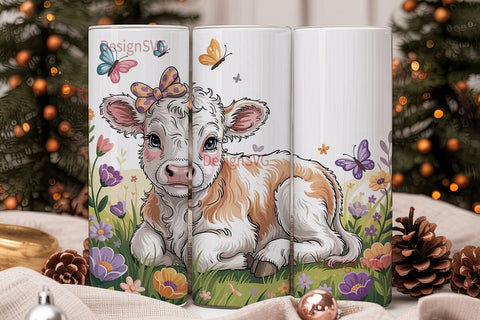 Cute Baby Cow Tumbler Wrap Sublimation DesignSVG 