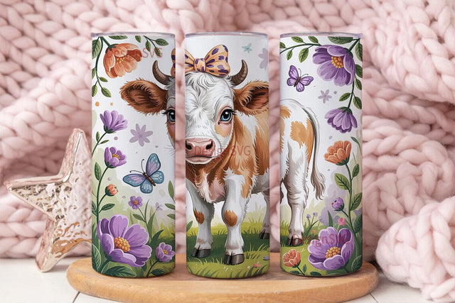 Cute Baby Cow Tumbler Wrap Sublimation DesignSVG 