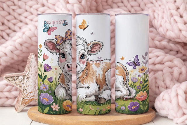 Cute Baby Cow Tumbler Wrap Sublimation DesignSVG 