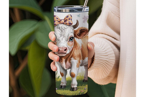 Cute Baby Cow Tumbler Wrap Sublimation DesignSVG 