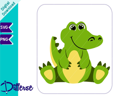 Cute Baby Crocodile SVG | Baby Animal SVG Differse 