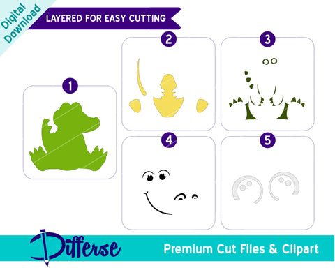 Cute Baby Crocodile SVG | Baby Animal SVG Differse 