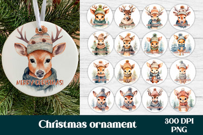 Cute baby deer Christmas ornament bundle sublimation Sublimation Svetana Studio 