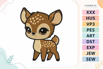 Cute Baby Deer Embroidery Design - Kawaii Fawn Embroidery/Applique DESIGNS sg embroidery 