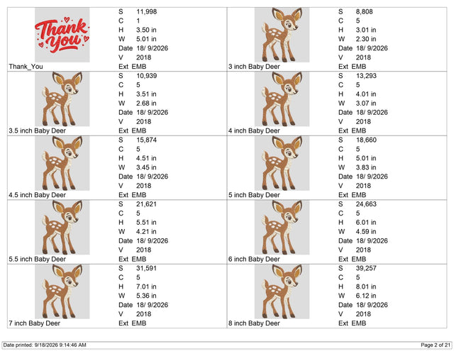 Cute Baby Deer Embroidery Design – Woodland Fawn Animal Machine Embroidery File Embroidery/Applique DESIGNS PatternFeed8 