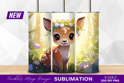 Cute baby deer with flower crown illustration Sublimation Regulrcrative 