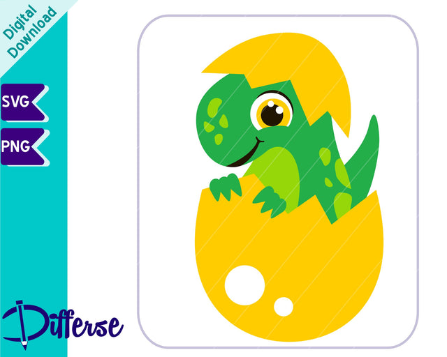 Cute Baby Dinosaur in Egg SVG | Dinosaur SVG SVG Differse 