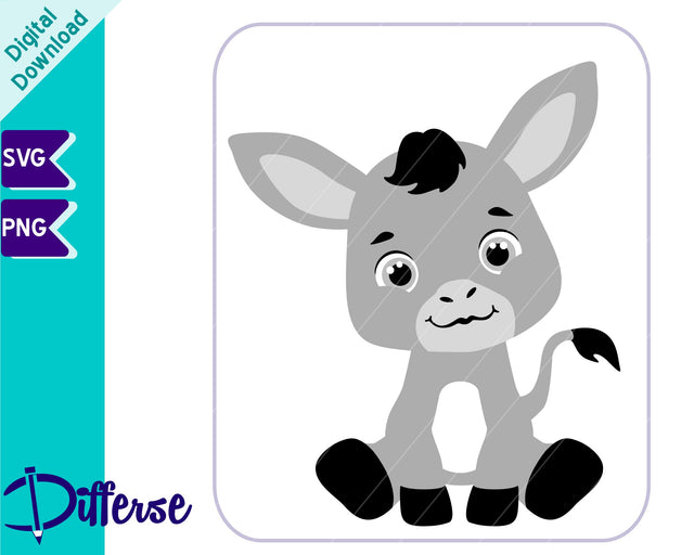 Cute Baby Donkey SVG | Baby Farm Animal SVG SVG Differse 