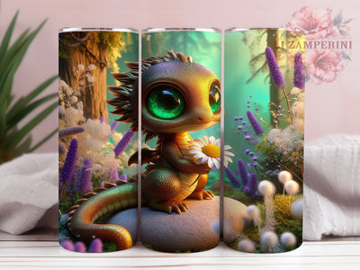 Cute Baby Dragon Tumbler, Fantasy Theme, Cute Style, Mythical Creature, Whimsical Art, 20Oz Tumbler, Sublimation Wrap Sublimation Li Zamperini 