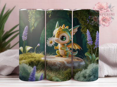 Cute Baby Dragon Tumbler, Fantasy Theme, Cute Style, Mythical Creature, Whimsical Art, 20Oz Tumbler, Sublimation Wrap Sublimation Li Zamperini 