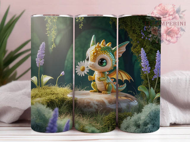 Cute Baby Dragon Tumbler, Fantasy Theme, Cute Style, Mythical Creature, Whimsical Art, 20Oz Tumbler, Sublimation Wrap Sublimation Li Zamperini 