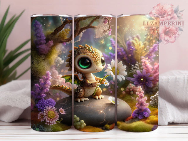 Cute Baby Dragon Tumbler, Fantasy Theme, Cute Style, Mythical Creature, Whimsical Art, 20Oz Tumbler, Sublimation Wrap Sublimation Li Zamperini 