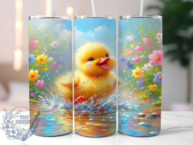 Cute Baby Duck Spring 20oz Tumbler, Spring Duck Design, 20oz Sublimation Wrap, Baby Duck Gift, Custom Spring Drinkware, Adorable Duck Tumbler, Spring Animal Decor Sublimation ToriDesigns 