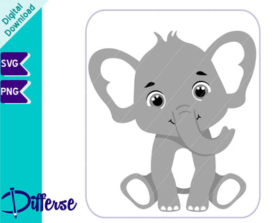 Cute Baby Elephant SVG | Baby Animal SVG Differse 