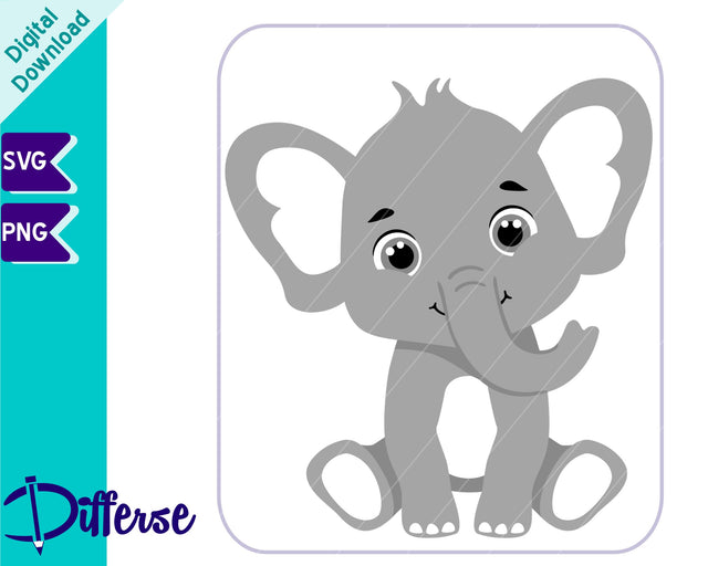 Cute Baby Elephant SVG | Baby Animal SVG Differse 