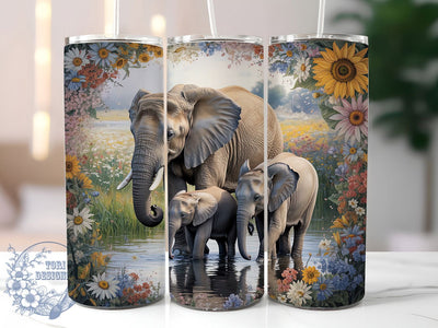 Cute Baby Elephant Tumbler, Cute Elephant Tumbler, Wildlife Family Wrap, Whimsical Animal Wrap, Rustic Elephant Wrap, Sublimation Design, Trendy Gift Idea Sublimation ToriDesigns 