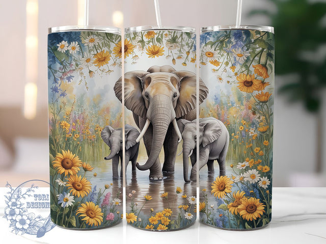 Cute Baby Elephant Tumbler, Cute Elephant Tumbler, Wildlife Family Wrap, Whimsical Animal Wrap, Rustic Elephant Wrap, Sublimation Design, Trendy Gift Idea Sublimation ToriDesigns 