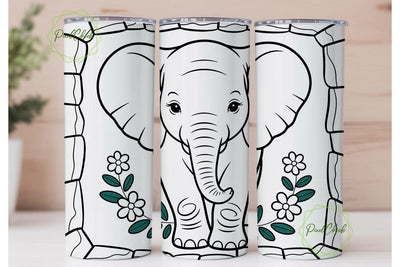 Cute Baby Elephant Tumbler Wrap Sublimation PixelChick 