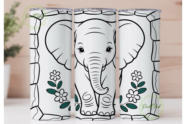 Cute Baby Elephant Tumbler Wrap Sublimation PixelChick 