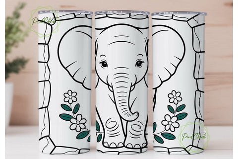 Cute Baby Elephant Tumbler Wrap Sublimation PixelChick 