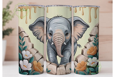 Cute Baby Elephant Tumbler Wrap Sublimation PixelChick 
