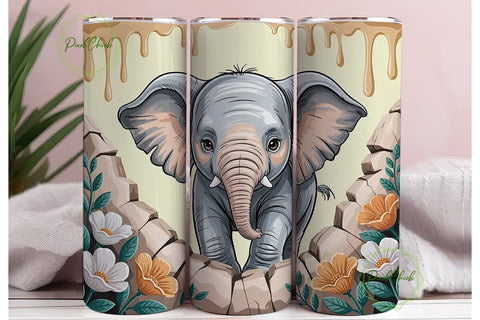 Cute Baby Elephant Tumbler Wrap Sublimation PixelChick 