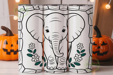Cute Baby Elephant Tumbler Wrap Sublimation PixelChick 